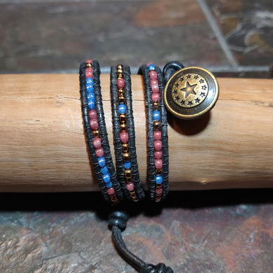 Three Wrap Leather Bracelet