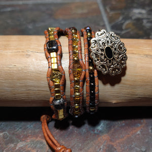 Three Wrap Leather Bracelet