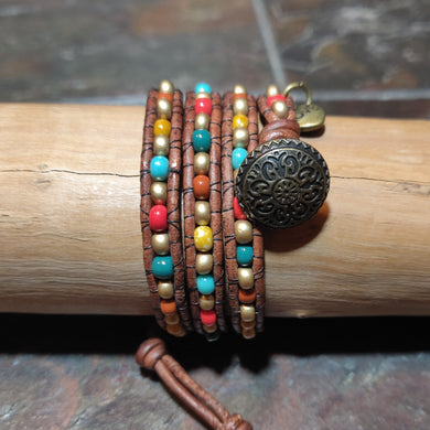 Three Wrap Leather Bracelet