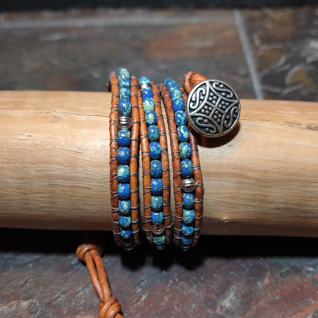 Three Wrap Leather Bracelet