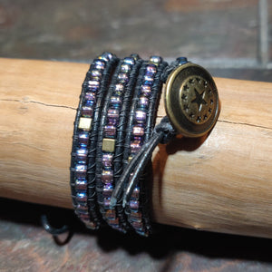 Three Wrap Leather Bracelet