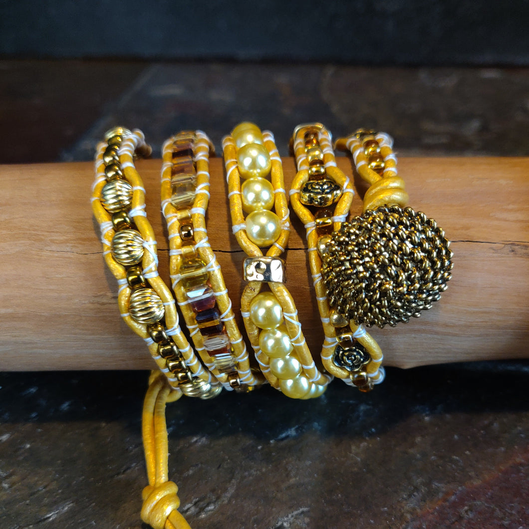 Four Wrap Leather Bracelet