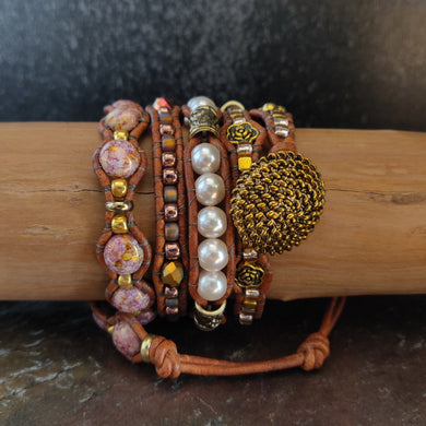 Four Wrap Leather Bracelet