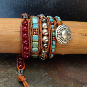 Four Wrap Leather Bracelet