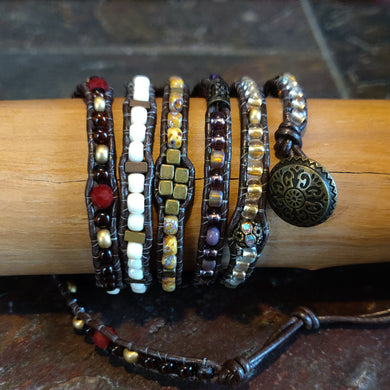 Five Wrap Leather Bracelet