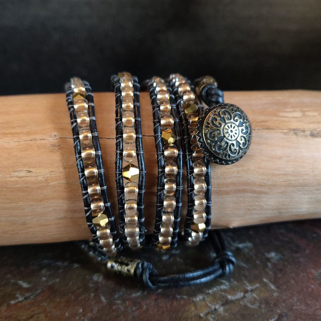 Four Wrap Leather Bracelet