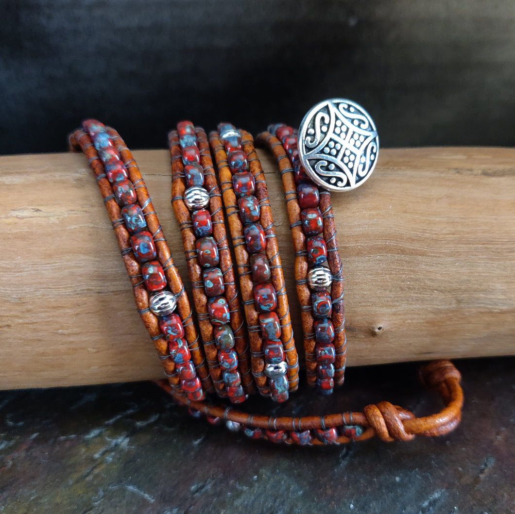 Four Wrap Leather Bracelet