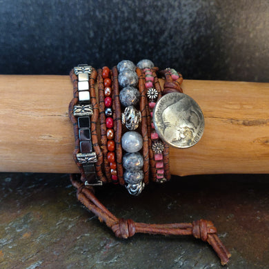 Four Wrap Leather Bracelet