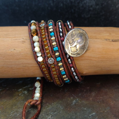 Four Wrap Leather Bracelet