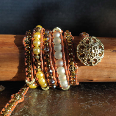 Five Wrap Leather Bracelet